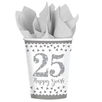 Imagen de Vasos 25 Aniversario Felices (8 uds.)