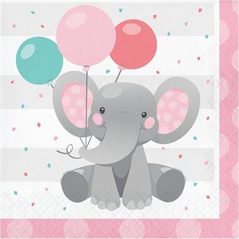 Picture of Servilletas Elefante Dulce Rosa papel 33cm (16 unidades)