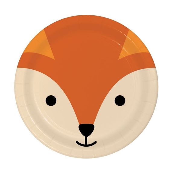 Imagen de Platos de Animales Zorro Infantil cartón 18cm (8 unidades)