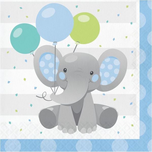 Picture of Servilletas Elefante Dulce Azul papel 33cm (16 unidades)
