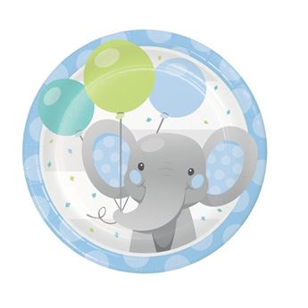 Imagen de Platos Elefante Dulce Azul cartón 18cm (8 unidades)