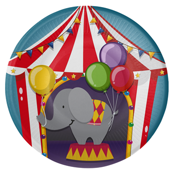 Picture of Platos Circo Elefante cartón 23cm (8 unidades)