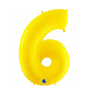 Imagen de Globo Número 6 Amarillo Neón (95cm)