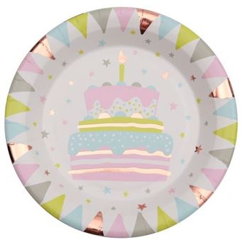 Picture of Platos Tarta de Cumpleaños cartón 22cm (10 unidades)