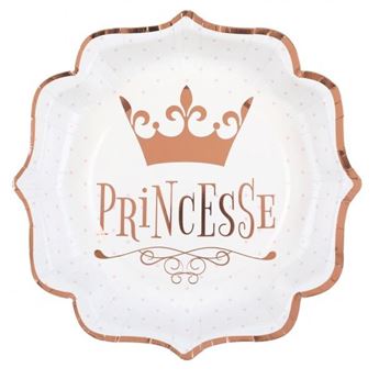 Imagens de Platos Princesas Rosa Dorado cartón 21cm (10 unidades)