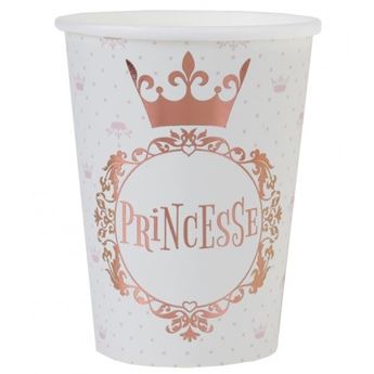 Imagens de Vasos Princesas Rosa Dorado cartón (10 unidades)
