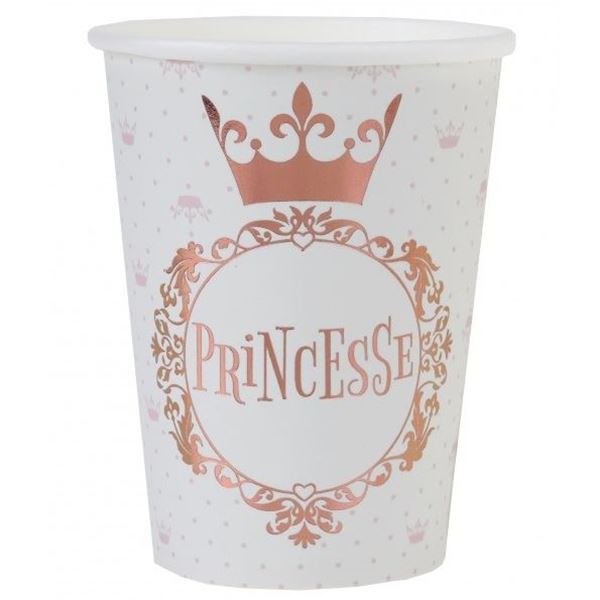 Picture of Vasos Princesas Rosa Dorado cartón (10 unidades)