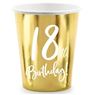 Imagen de Vasos 18 Cumpleaños Dorados cartón (6 unidades)