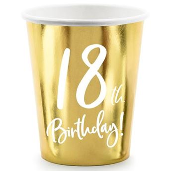Imagen de Vasos 18 Cumpleaños Dorados cartón (6)