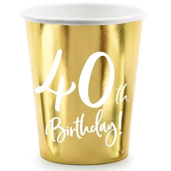 Imagen de Vasos 40 Cumpleaños Dorados cartón (6 unidades)