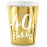 Imagens de Vasos 40 Cumpleaños Dorados cartón (6)