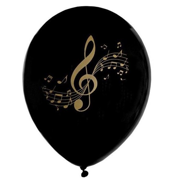 Picture of Globos Fiesta Música Negro/Dorado (8)