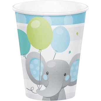 Imagen de Vasos Elefante Dulce Azul cartón 266ml (8 unidades)