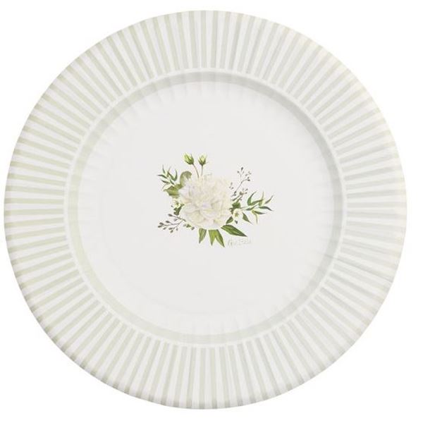 Picture of Platos Flores Blancas cartón 33cm (6)