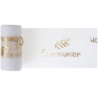 Picture of Tul Comunión Blanco y Dorado