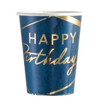 Picture of Vasos Feliz Cumpleaños Azules cartón (8 unidades)