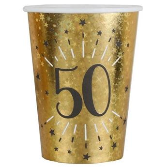 Picture of Vasos 50 Cumpleaños Negro/Dorado cartón (10 unidades)