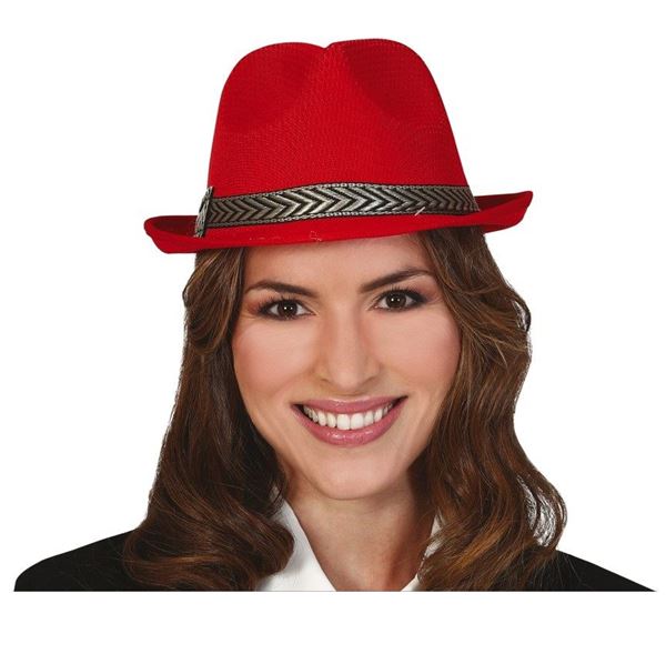 Imagen de Sombrero Gangster Rojo Photocall