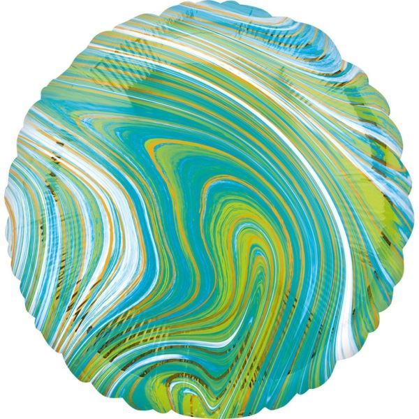 Imagen de Globo Círculo Azul-Verde Marblez (45cm)