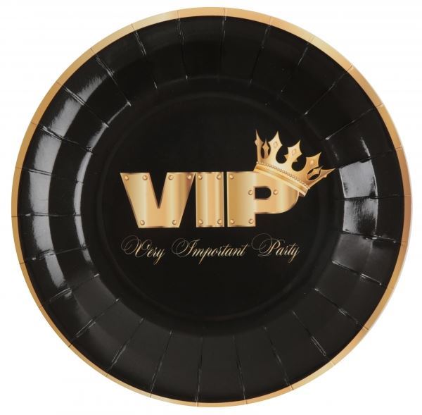 Imagen de Platos VIP Negro cartón 23cm (10)