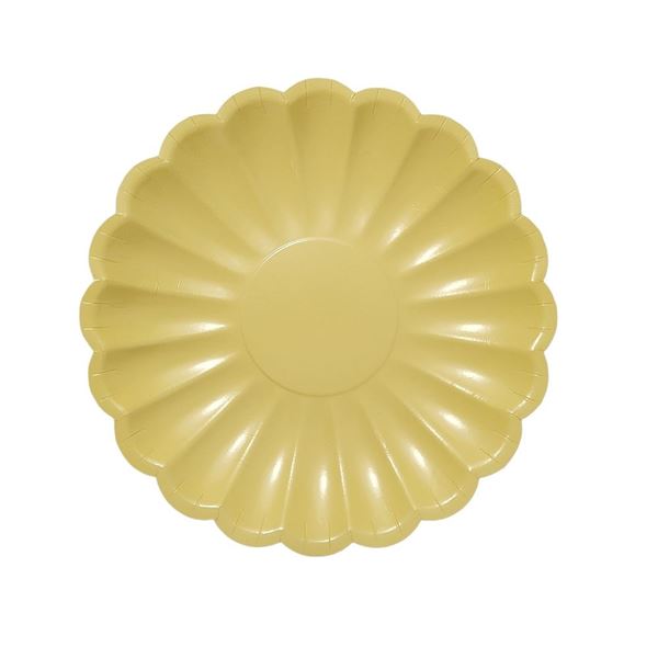 Picture of Platos Mostaza Forma Flor cartón 20cm (8 uds.)