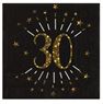 Imagen de Servilletas 30 Cumpleaños Negro/Dorado papel 33cm (10 unidades)