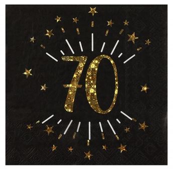 Picture of Servilletas 70 Cumpleaños Negro/Dorado papel 33cm (10 unidades)