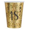 Imagen de Vasos 18 Cumpleaños Negro/Dorado cartón (10 uds)