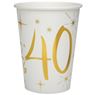 Picture of Vasos 40 Cumpleaños Blanco Dorado cartón (10 unidades)