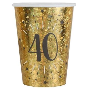Imagen de Vasos 40 Cumpleaños Negro/Dorado (10)