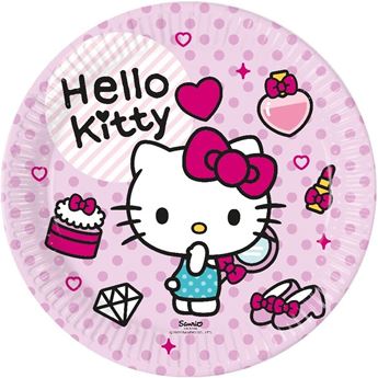 Imagen de Platos de Hello Kitty Fashion cartón 23cm (8 unidades)