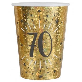 Picture of Vasos 70 Cumpleaños Negro/Dorado cartón (10 unidades)