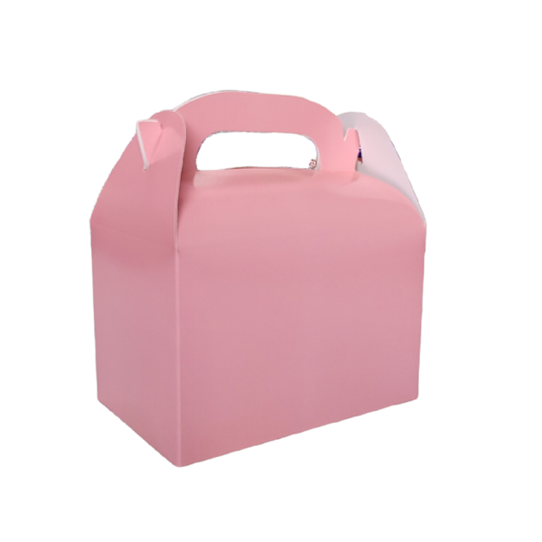 Caja de carton vacia de color rosa liso