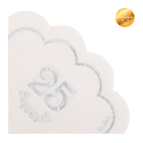 Imagen de Servilletas 25 Aniversario Plateada Elegante papel (16 uds.)