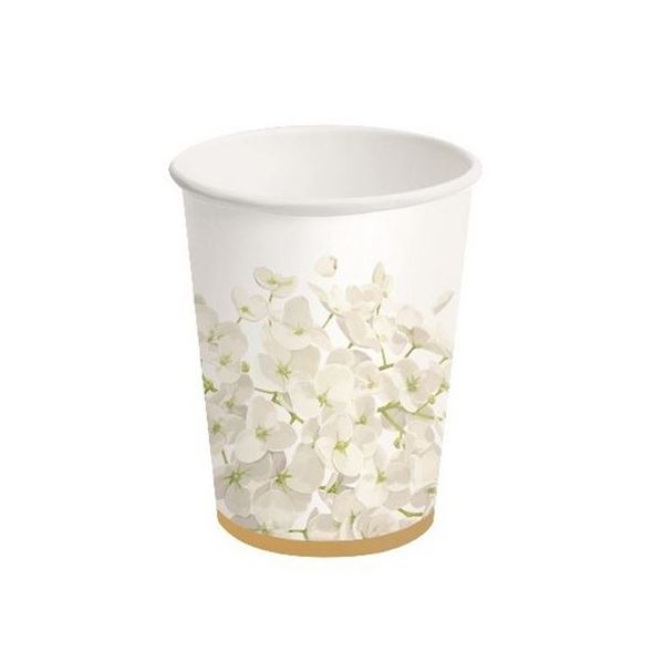 Imagen de Vasos Hortensia cartón 250ml (8 unidades)