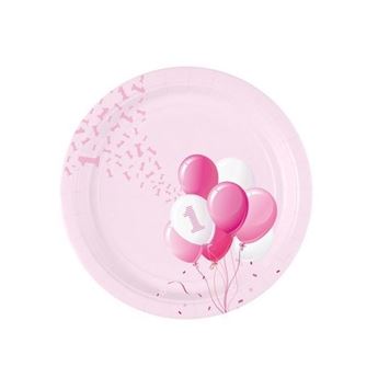 Imagen de Platos Un Añito Rosa Globos cartón 18cm (8)