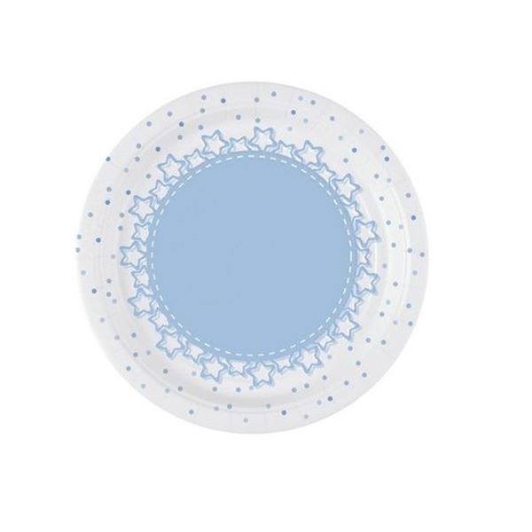 Imagens de Platos Azul con Blanco Estrellas cartón 18cm (8 unidades)