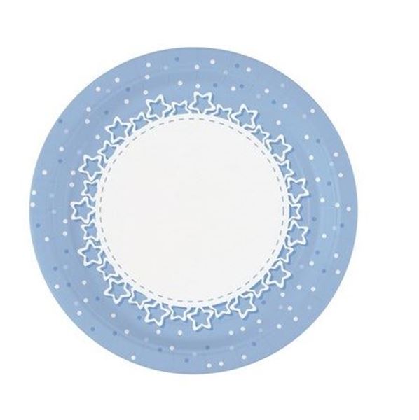 Imagen de Platos Azul con Blanco Estrellas cartón 23cm (8)
