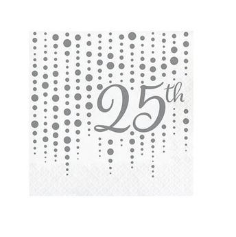Imagen de Servilletas 25 Aniversario Plateadas papel (16 uds)