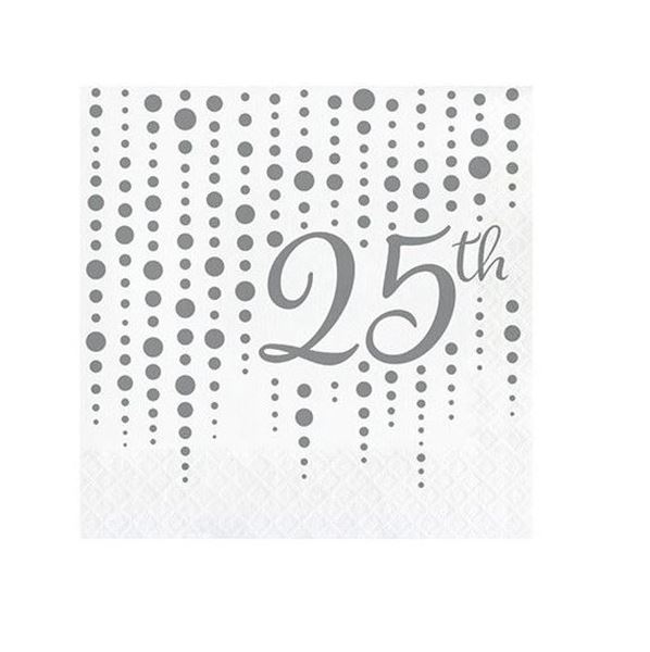 Picture of Servilletas 25 Aniversario Plateadas papel (16 uds)