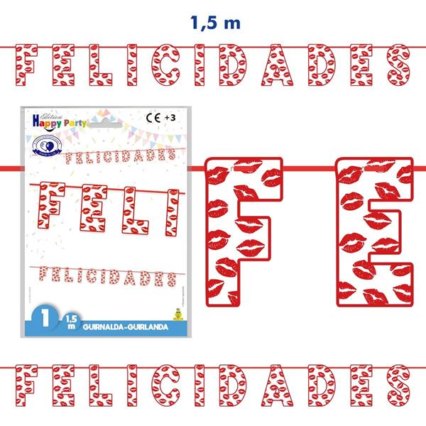 Imagen de Guirnalda Feliz Cumpleaños Besos (2,5m)