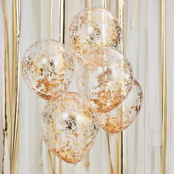 Imagen de Globos Confeti Dorado Látex (5 unidades)