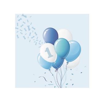 Imagen de Servilletas Un Añito Azul Globos papel 33cm (20 unidades)