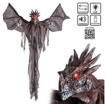 Imagens de Figura Colgante Dragón Negro Siniestro con Movimiento, Luz y Sonido (125cm)