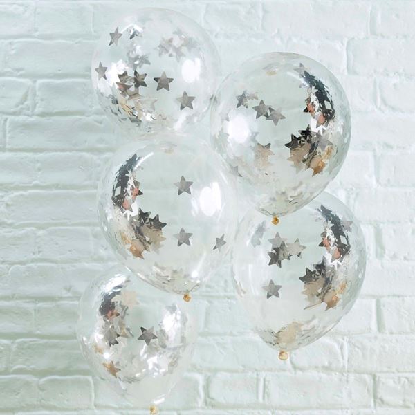Picture of Globos Confeti Estrellas Plateadas (5)