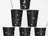 Imagen de Vasos Negros Murciélagos Dorados (6 uds.)