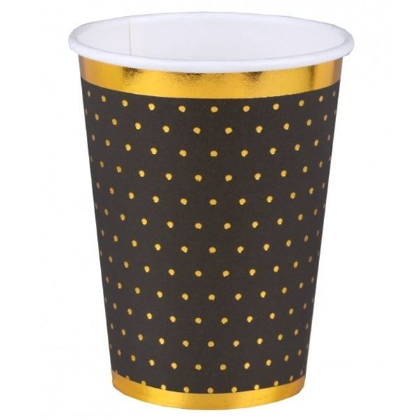 Imagens de Vasos Negros Puntos Elegantes cartón (10 unidades)