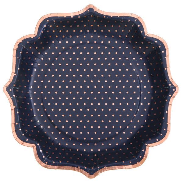 Imagens de Platos Azul Marino Puntos Elegantes cartón 21cm (10 unidades)
