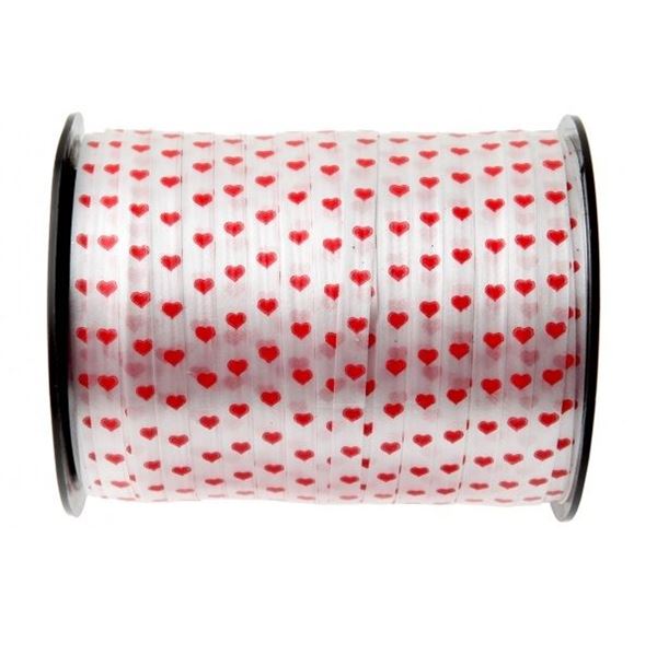 Imagen de Rollo Cinta Blanca Corazones Rojos (50m)