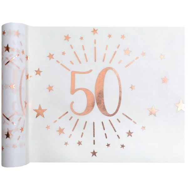 Imagen de Camino de Mesa 50 Cumpleaños Rosa Dorado (5m)